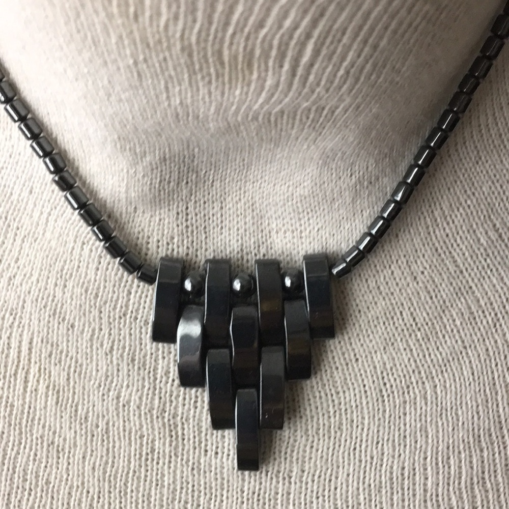 Gun metal grey beaded necklace